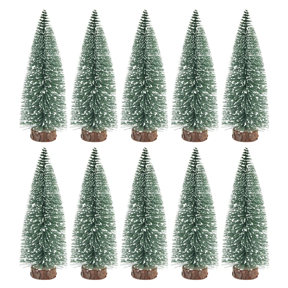 

15cm Mini Christmas Decorations 2025 Tree With Snow Covered Pine 10pcs DIY Christmas Home Decoration Ornaments For Home Party