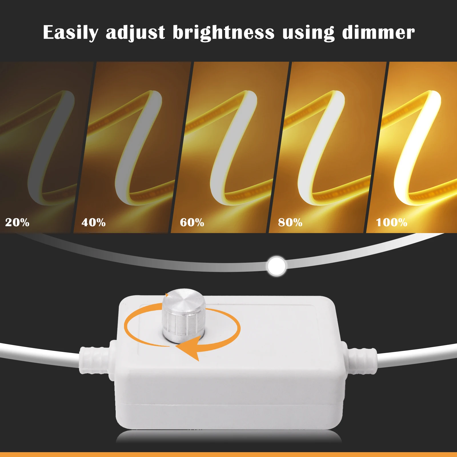 220V COB LED Strip Lights 288LEDs/m Waterproof LED Strip with Dimmer/Switch and Plug 0.5m 5m 10m 20m 35m Flexible Tape for Home