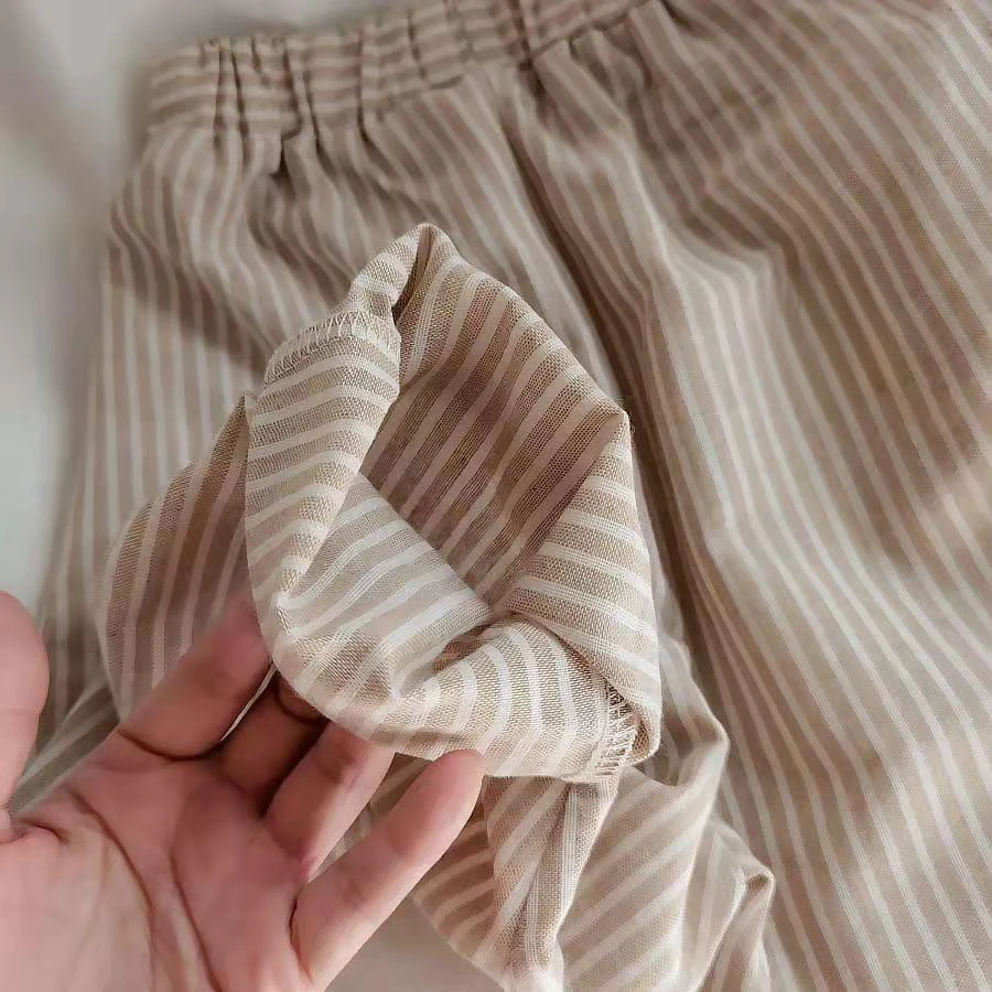 Kids Pants New 2024 Autumn Striped Baggy Fashion Korean Wide Leg Simple Style image 4
