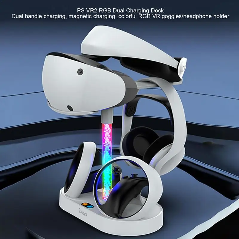 

ForPS VR2 Dual Controller Magnetic Charging Base With Indicator Light Charging Dock With RGB Light VR Headset Display Stand