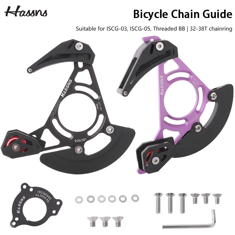 HASSNS Bicycle Derailleur MTB Chain Guide Pulley Wheel Mountain Bike Rear Derailleur Transmission For 32T-38T Crown ISCG03/05