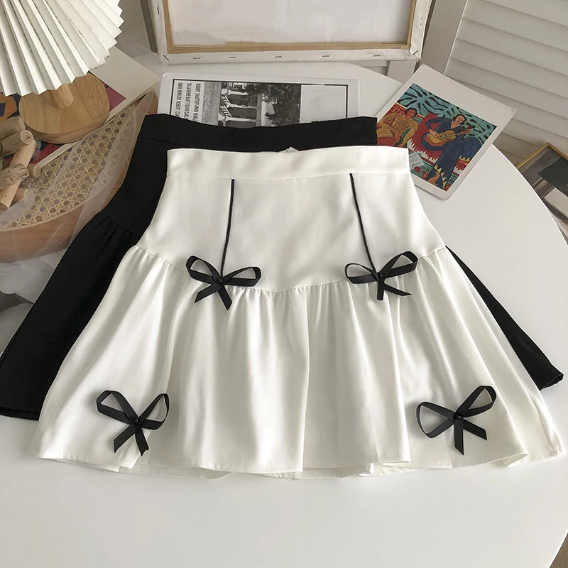 

Women Korean High Waist Skirt Harajuku Preppy Solid Mini Short Skirt Ladies Casual Elegant Cute Sweet A-Line Skirts Female