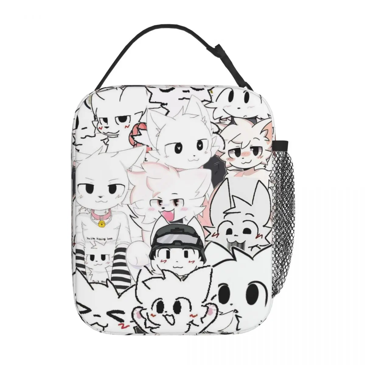 

Boykisser Silly Cat Insulated Lunch Bags Cooler Bag Reusable Meal Container Cartoon Furry Large Tote Lunch Box Girl Boy