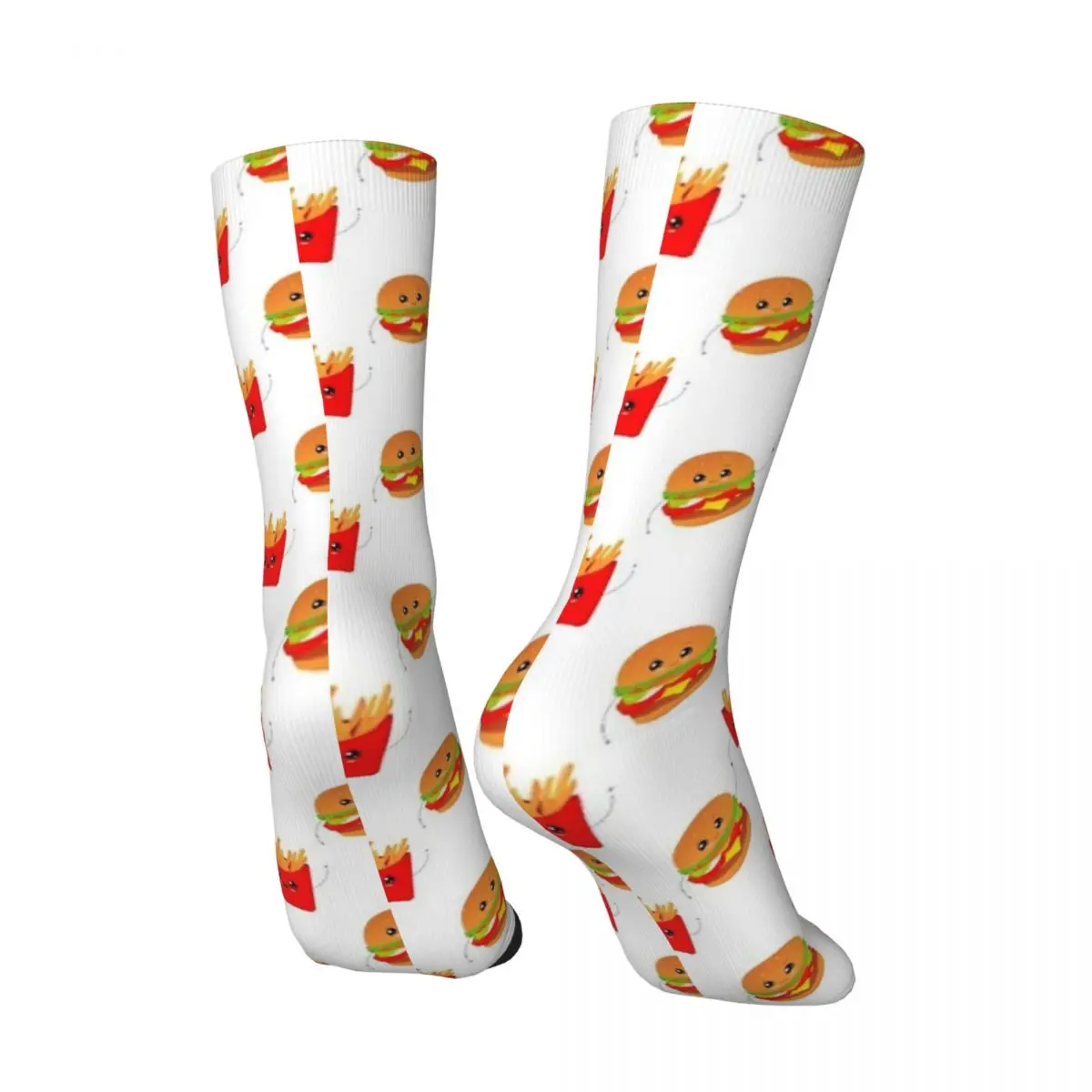 Hip Hop Vintage Hambuger And Fries Friend Crazy Men's Compression Socks Unisex Fast Food Harajuku Seamless Printed Crew Sock