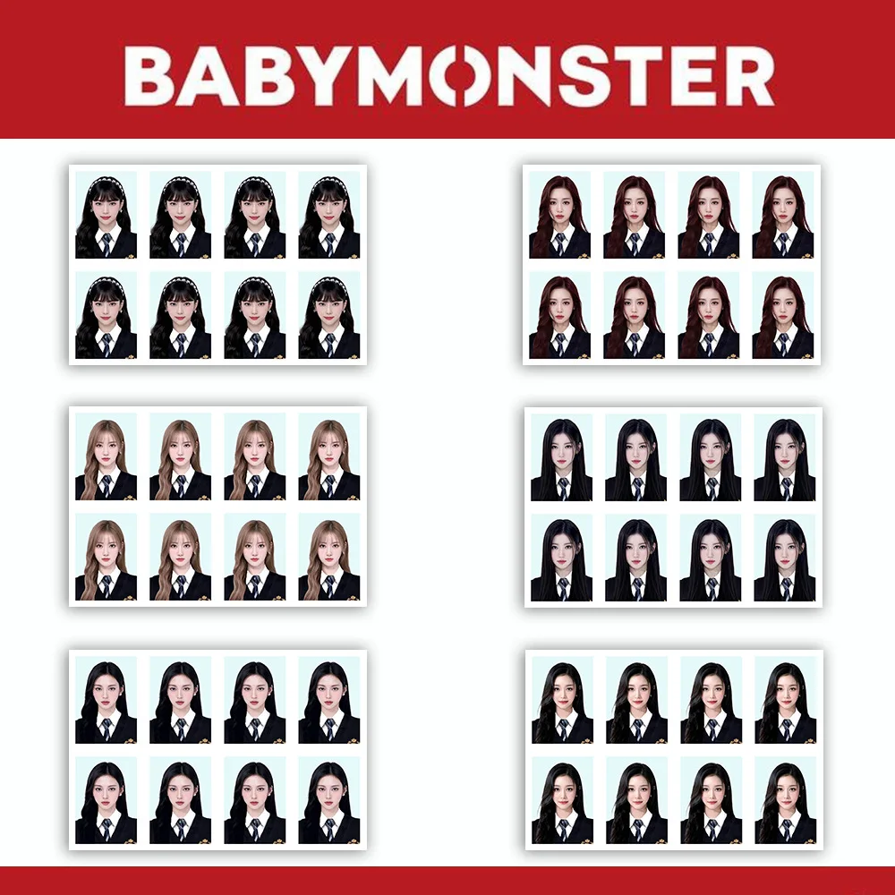 1Pc Kpop Babymonster Hd One Inch Fotokaarten Asa Ahyeon Ruka Chiquita Zwart Pak Cv Paspoort Foto Fans Collectie Geschenken