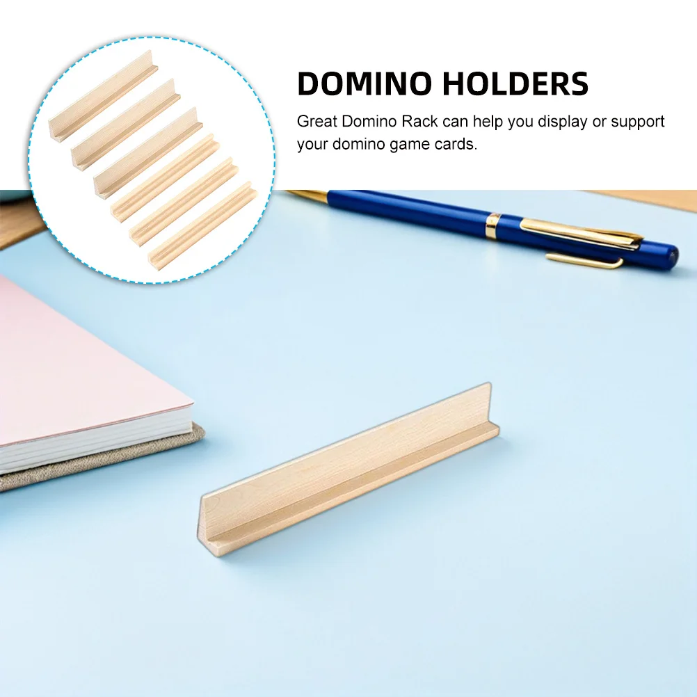 6pcs Wooden Domino Trays Multi-Function Domino Racks For Alphabet Games Diy Crafts Smooth Edges Durable Displaying Holder Kids