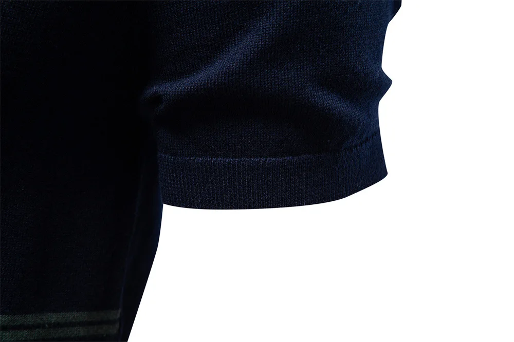 New summer men's knitted T-shirt - Short-sleeved round-neck casual fitted breathable knitted shirt with stripe pattern - for men