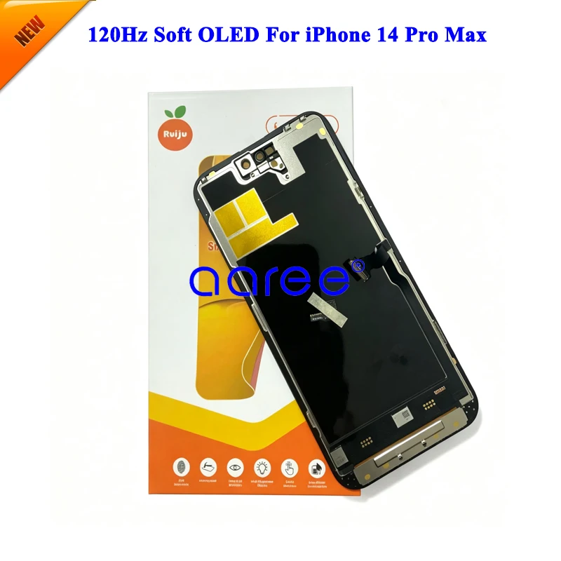 RJ Brand 120Hz Soft OLED Display Screen For iPhone 14 Pro MAX Display LCD Screen Touch Digitizer Assembly