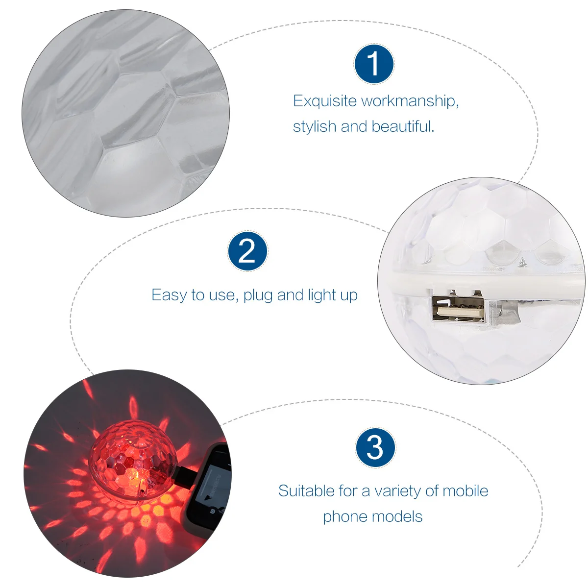 أضواء ديسكو USB مدمجة سهلة الاستخدام لمرحلة كاريوكي وحفلة دي جي مع تأثيرات إضاءة رائعة وإضاءة ديسكو وإضاءة دي جي #4