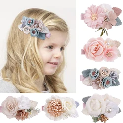 1or2or3pcs Spring Style Pink Blue Green White Baby Cute Girls Flower New Design For Hair Handmade Party Birthday