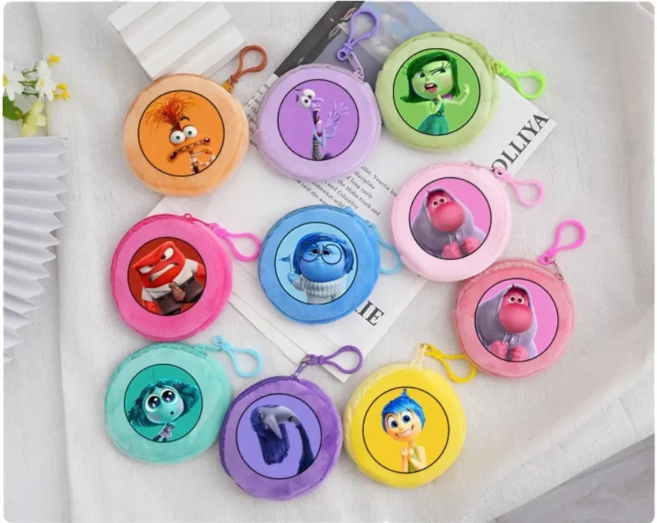 Inside Out 2 Coin Pouch Clutch Bag Cute Bags Cartoon Anime Graphic Print Plush Wallet Portable Mini Wallets Birthday Party Gifts