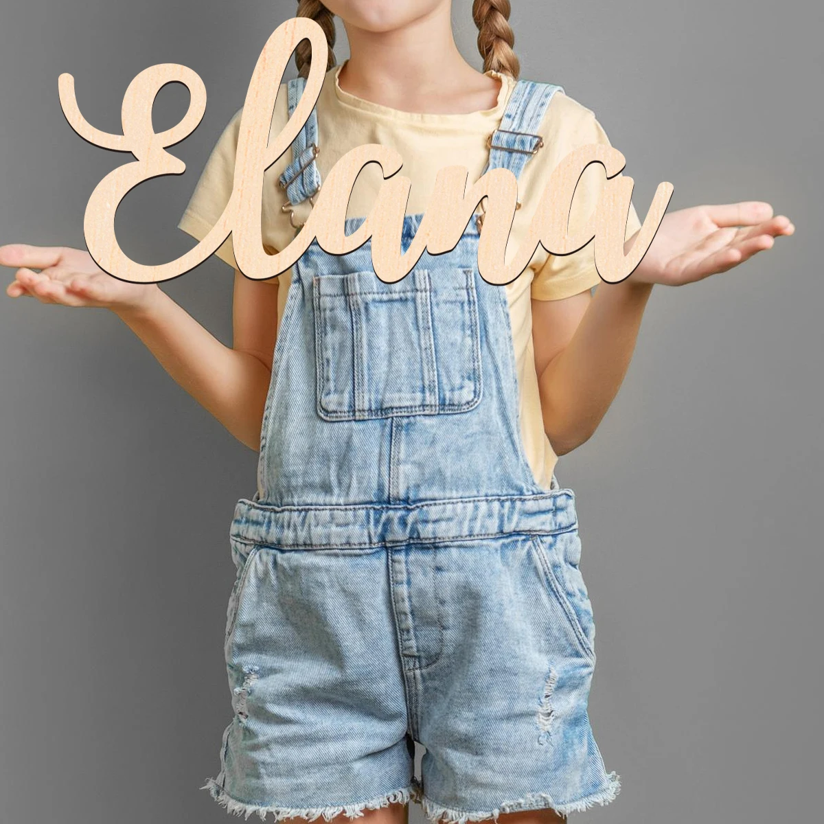 1 pc elana exemple nom personnalisé matériau en bois fabriqué à la main avec un lettrage cursive élégant