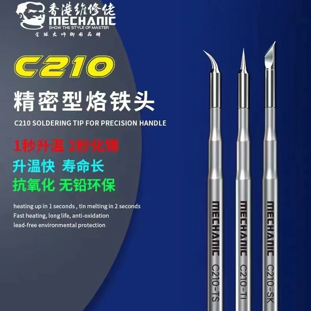 Mechanic C210 Soldering Iron Tips 210 Tips for JBC T210-A T210-NA Sugon T26/T26D Soldering Handle Soldering Station Welding Tip