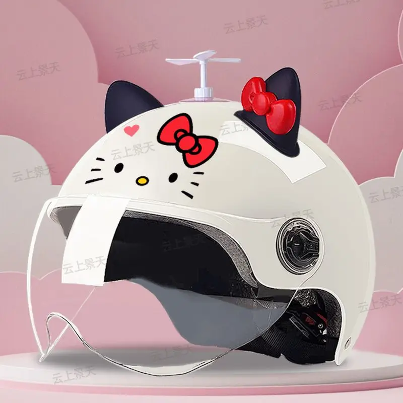 Sanrio Motorcycle Electric Bicycle Riding Helmet Hello Kitty's Winter Warm Summer Sun Protection Safety Helmet Half Helmet Gift