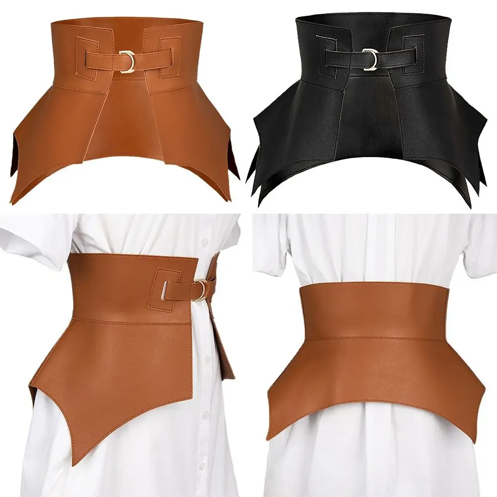 Jupe classique décontractée pour femme, ceinture en cuir, ceintures de smoking larges, bande corset élastique, manteau punk