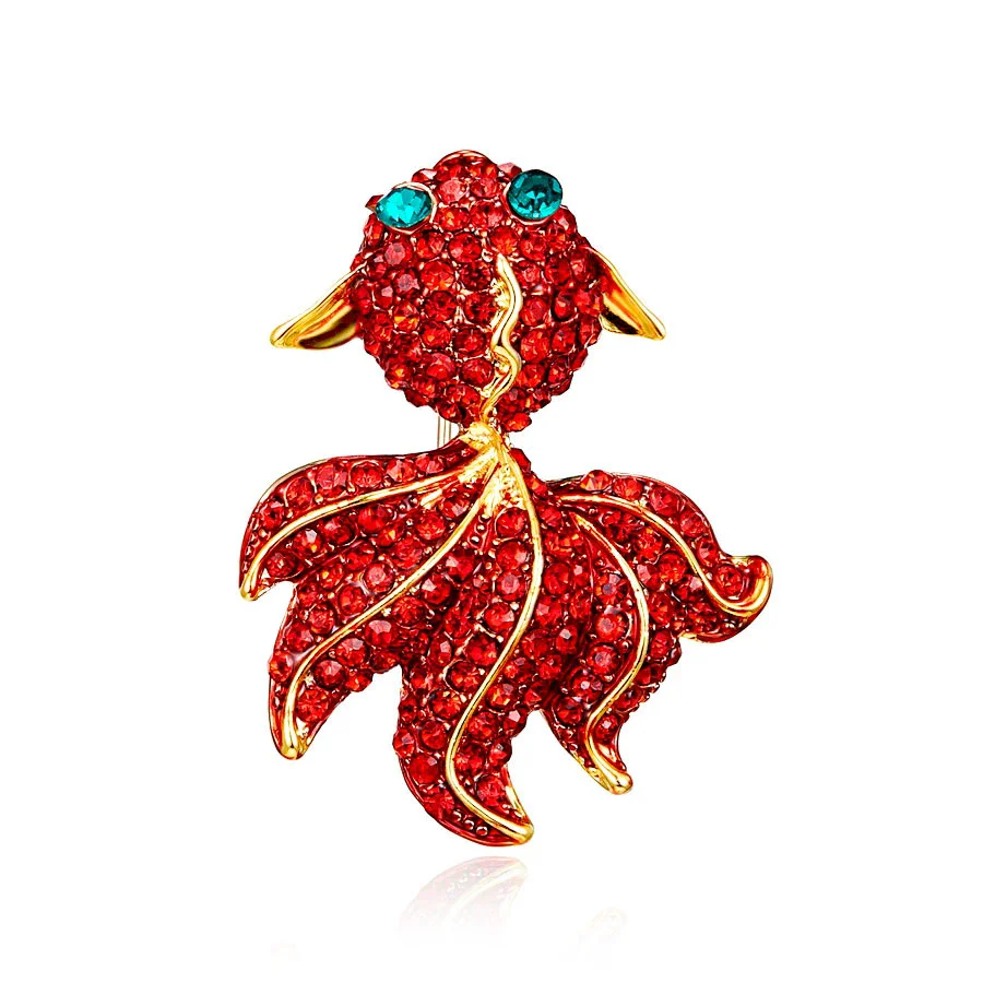 Cute Rhinestone Fish Brooches for Women Unisex Animal Pins Multi-color Available Casual Party Accessories Gifts