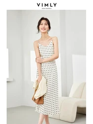 Vimly French Style Dot Spaghetti Strap Dress for Women 2024 Spring Summer Elegant V-neck Sundress s A-line Midi Dresses M5687