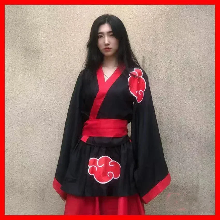 

Kimono Cosplay Fantasias, Nuvem Vermelha Design, Anime, Natuto, Yukata, Haori, Saia, Samurai, Gueixa, Halloween, Party Game