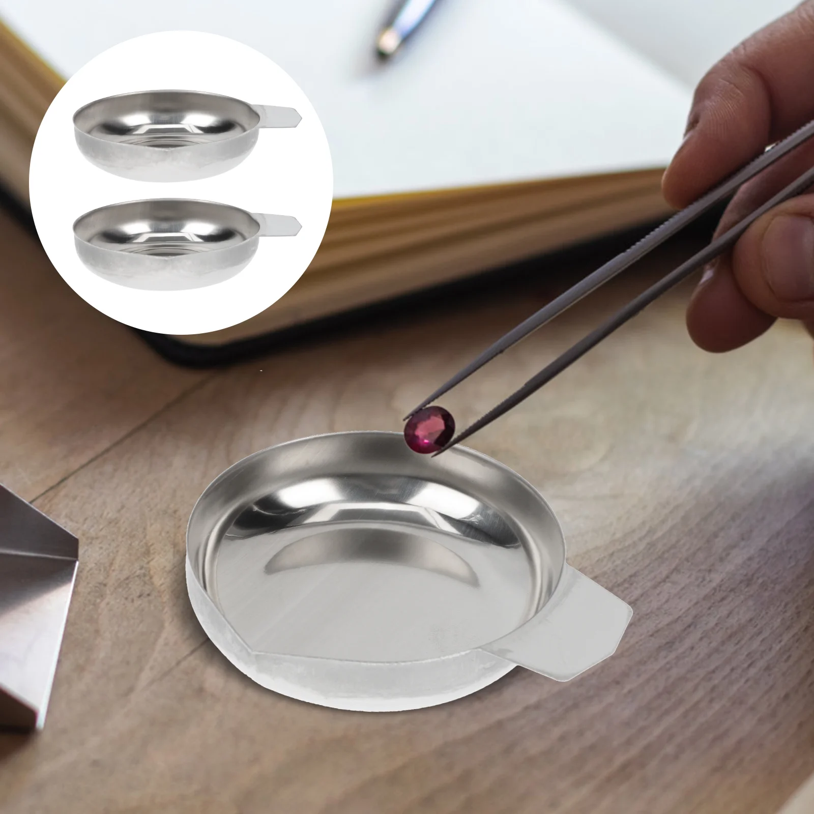 

2 Pcs Stainless Steel Weighing Pan Electronic Scale Tray Mini Accessory Coffee Kitchen Digital Weight Trays Carat Powder