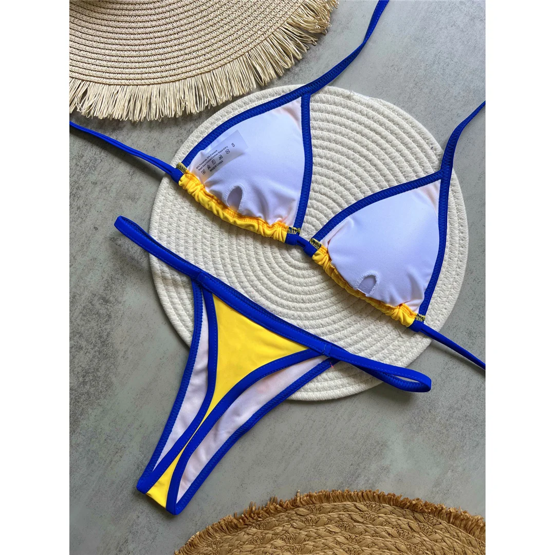 G-String Tanga Brasilianischer Bikini Damen-Badeanzug Zweiteiliger Bikini-Set Bather Brasilien-Flagge Badeanzug V6092 – Detail 23