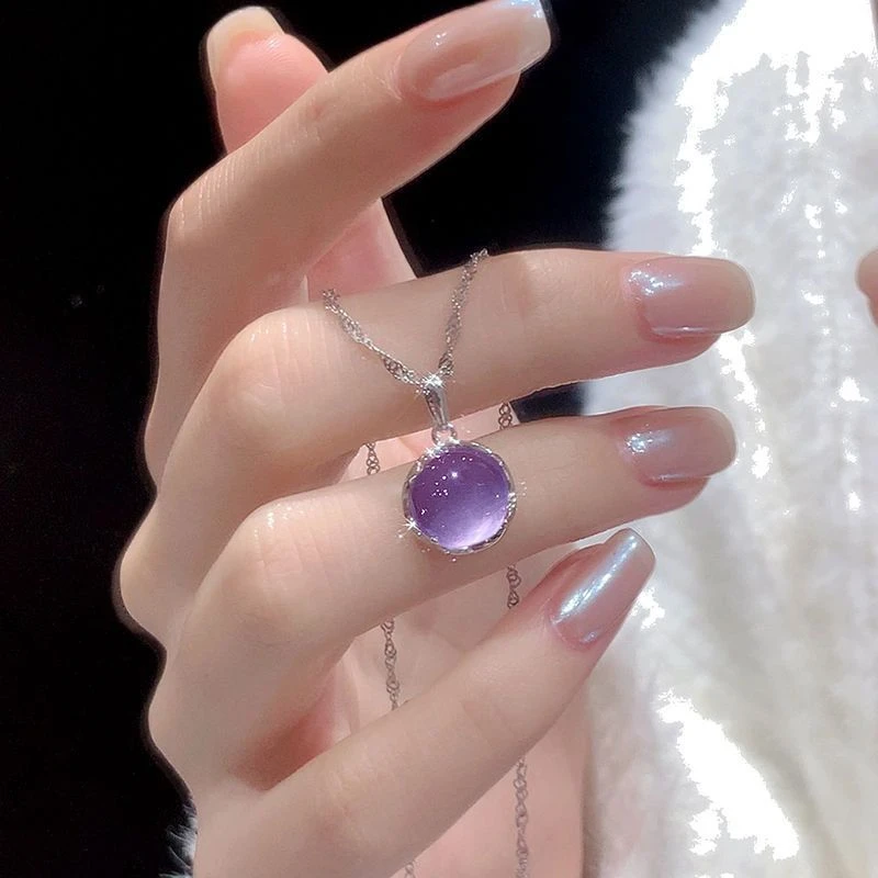 Sweet Purple Necklace Pendant for Women Fashionable Luxury Clavicle Chain Stylish Sweater Chain Gift for Bestie High-End Feel