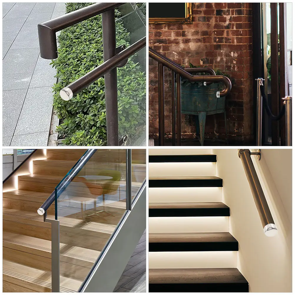 2Pcs Heavy Duty Stainless Steel Handrail End Caps Wear Resistant Bright Surface Tube Protector End Caps for Rail Posts Steel
