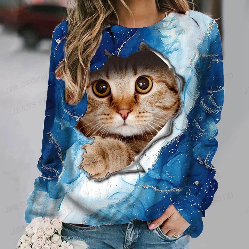 Funny Cat Sweatshirts Women Fashion Hoodie Animal Duck Hoodies Girl Coat Women Sweats Kawaii Clothes Aesthetics Sudadera Cat