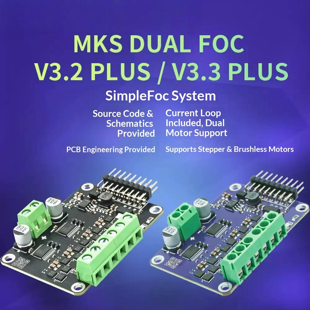 Makerbase Dual Channel Micro FOC V3.2 V3.3 BLDC Motor Driver Board SimpleFOC Current Loop Servo Controller