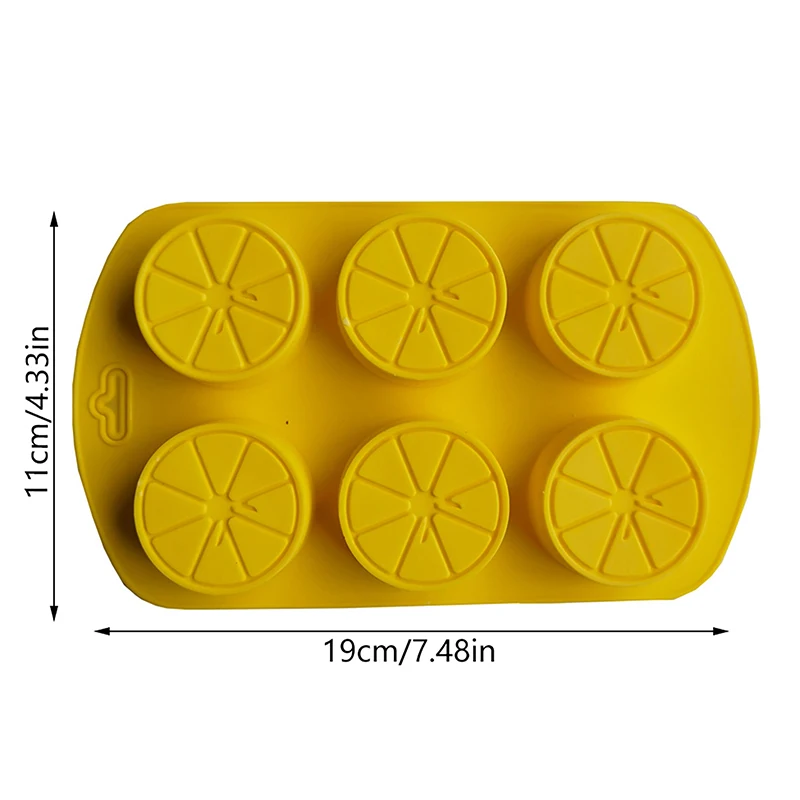 Fruit Shaped Silicone Mold Lemon DIY 6 Holes Soap Mold Fondant Chocolate Mould Clay Resin Candle Cake Pudding Baking Mold