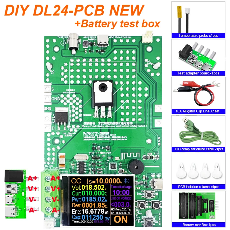 DIY 1000 W 25 A 4-Draht DC Elektronische Last Kit Lithium 18650 Batterie Kapazität Analysator Tester mit Entladung Monitor PCB Board