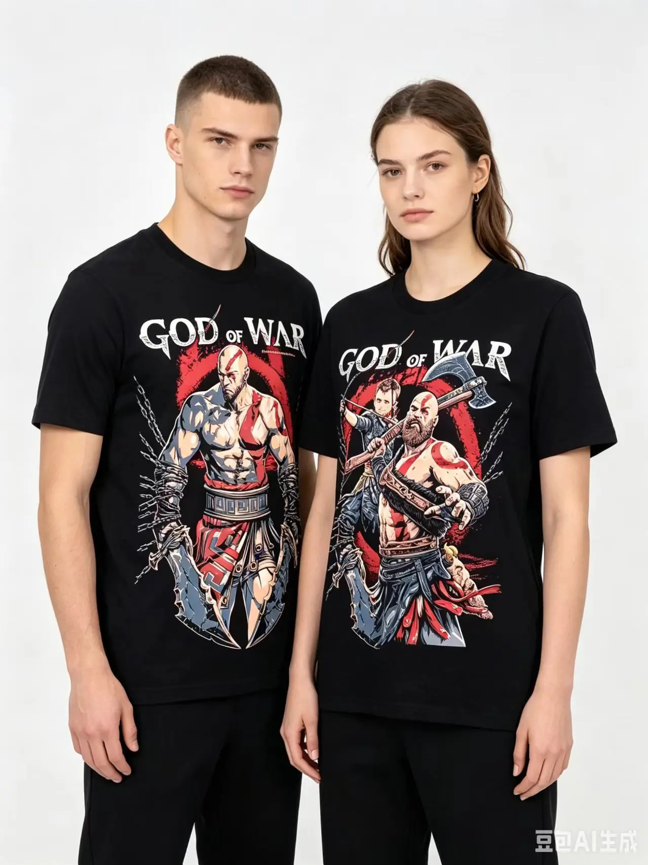 God of War Kratos Atreus Vintage Game Graphic White Background Crew Neck Short Sleeve PlayStation Fan Cotton Tee Shirt