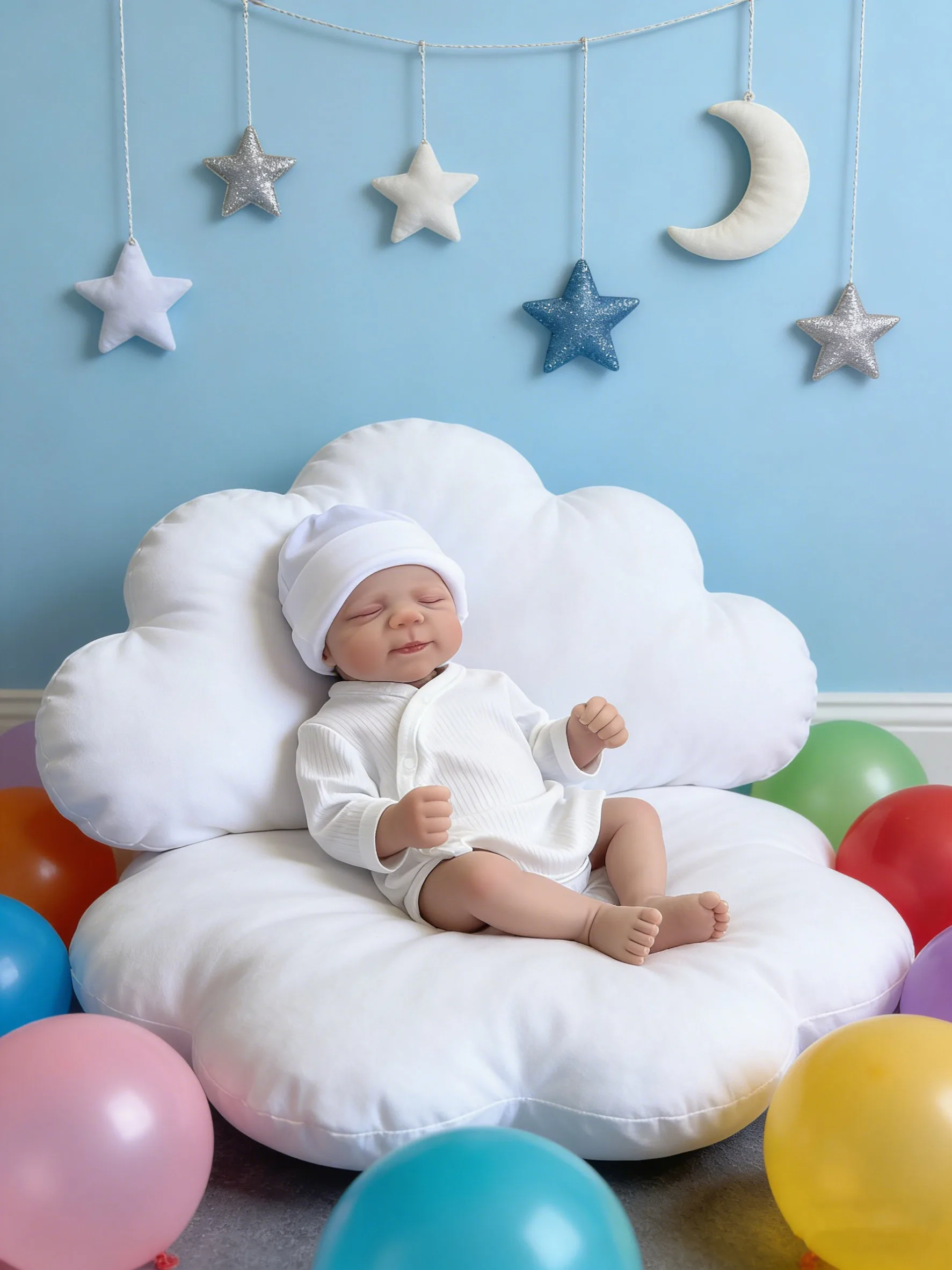 18inch Sleeping Pascale Lifelike Reborn Doll Hand Painted Hair Visible Veins Soft Cloth Body Multiple Layers Painting 3D Skin
