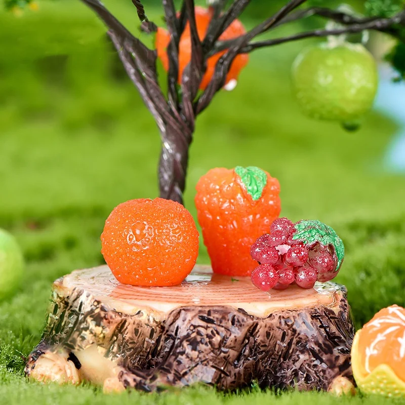 5 micro landscape simulation small fruit, orange grape DIY decorations, car accessories carrying mini ornaments