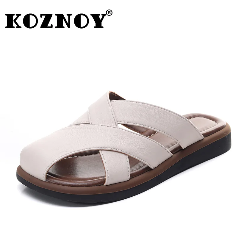 

Koznoy/женские сандалии из овчины 2,5 см, обувь на плоской подошве, летние роскошные шлепанцы на танкетке с открытым носком на платформе