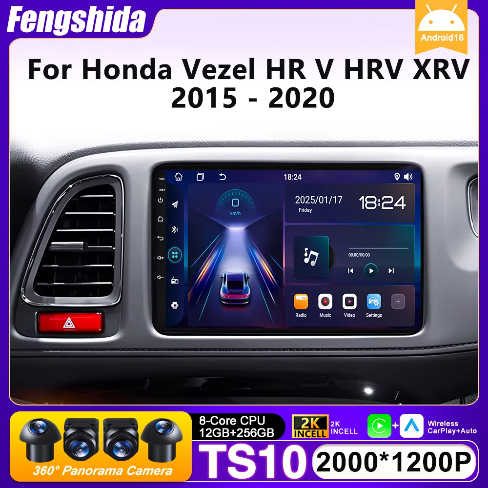 

Car Radio Carplay For Honda Vezel HR V HRV XRV 2015 2016 2017 2018 2019 2020 Android 16 GPS Navigation Android Auto 4G No 2din