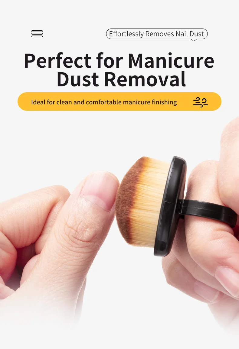 1/10 Stück Maniküre-Staubpinsel mit dichten Borsten, Fingerring-Staubwedel, Nagellack-Pulverreiniger, Nagelkunst-Essential, Salonbedarf – Detail 4