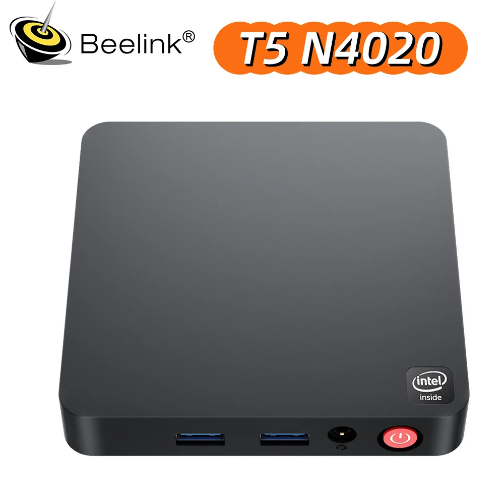 Beelink T5 Intel Celeron N4020 Mini PC 4GB DDR4 64GB eMMC يدعم Dual HDMI Dual WiFi BT4.0 PK T4 Pro N3350 AK3V T8 Pro Soyo M2