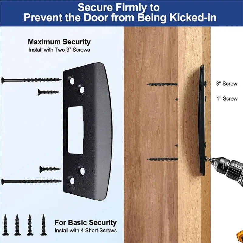 SOFT-Extra Large Door Strike Plate, Heavy Duty Version, Oversized Design With Large Hole/Opening, Fix Door Won't Latchs In