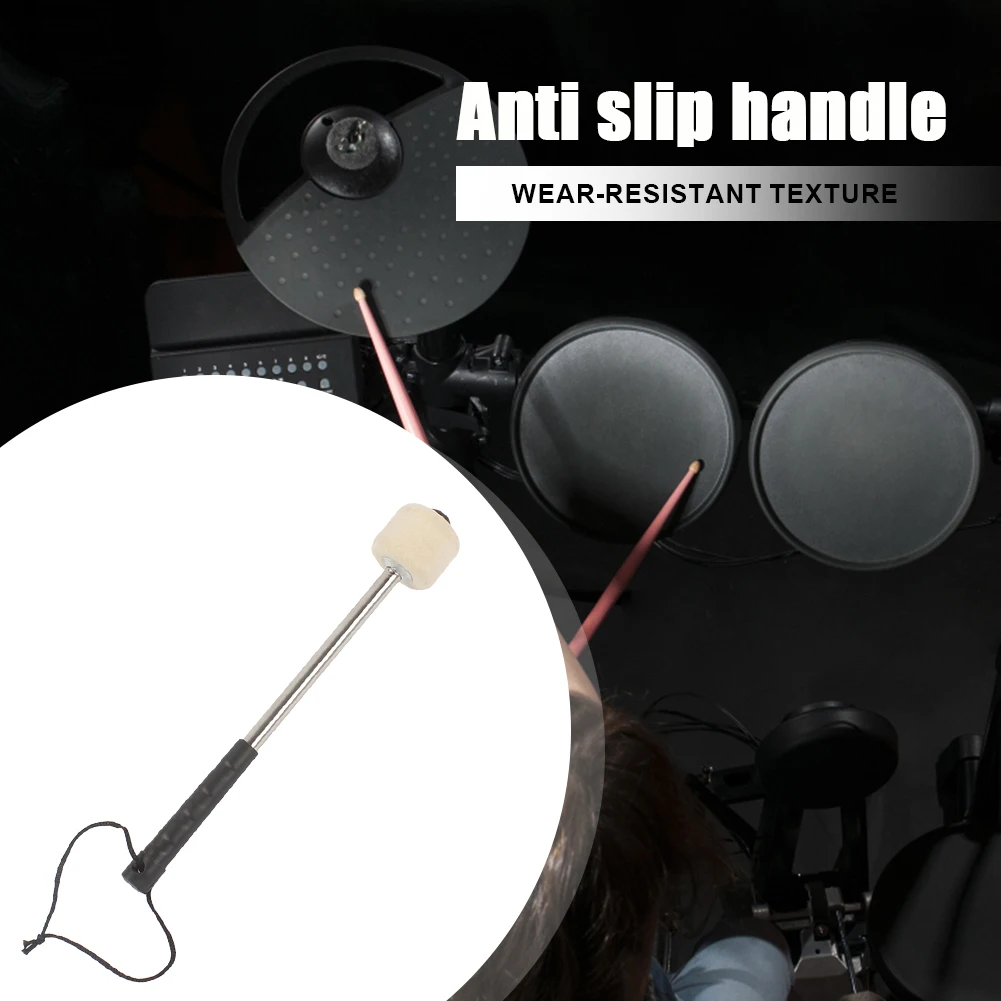 

Bass Drum Mallet Felt Head Marching Bass Felt Head Drumsticks with Hanging Rope Musical Instrument Accessories for Drummers