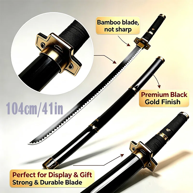 41 Inch 104cm Katanas Anime Cosplay Props Sword Wooden Replica Decorative Toy for Collection And Costume