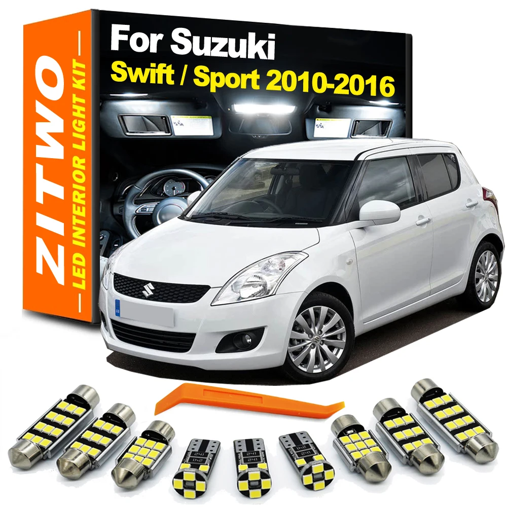 ZITWO 9 Uds bombilla LED Interior Placa de lectura Kit de luz para Suzuki Swift para Swift Sport 2010 2011 2012 2013 2014 2015 2016