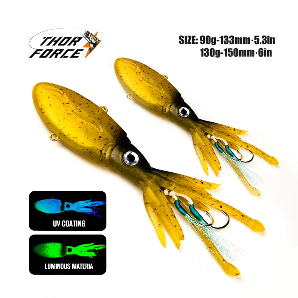 90g 130g vibe jerk rubber squid skirts octopus luminous soft fishing lures for saltwater torlling sea fishing