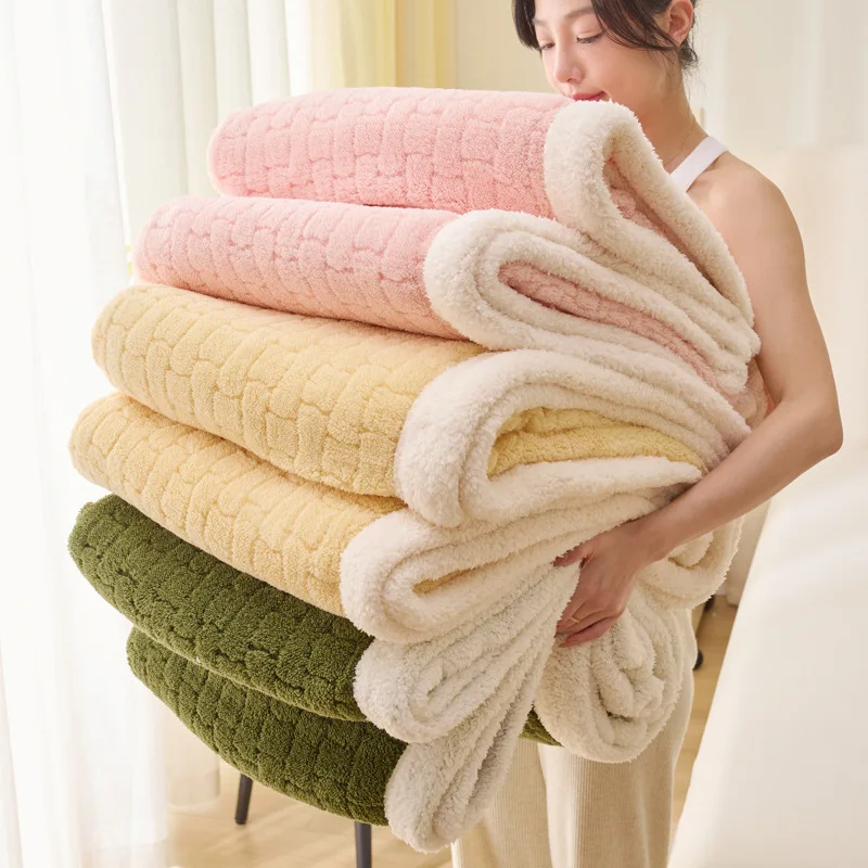 

Lamb Wool Blanket Tafu Velvet Towel Thread Blanket for Adults Kids Breathable Bedspread Bedclothes Throw Blankets on Sofa/Bed