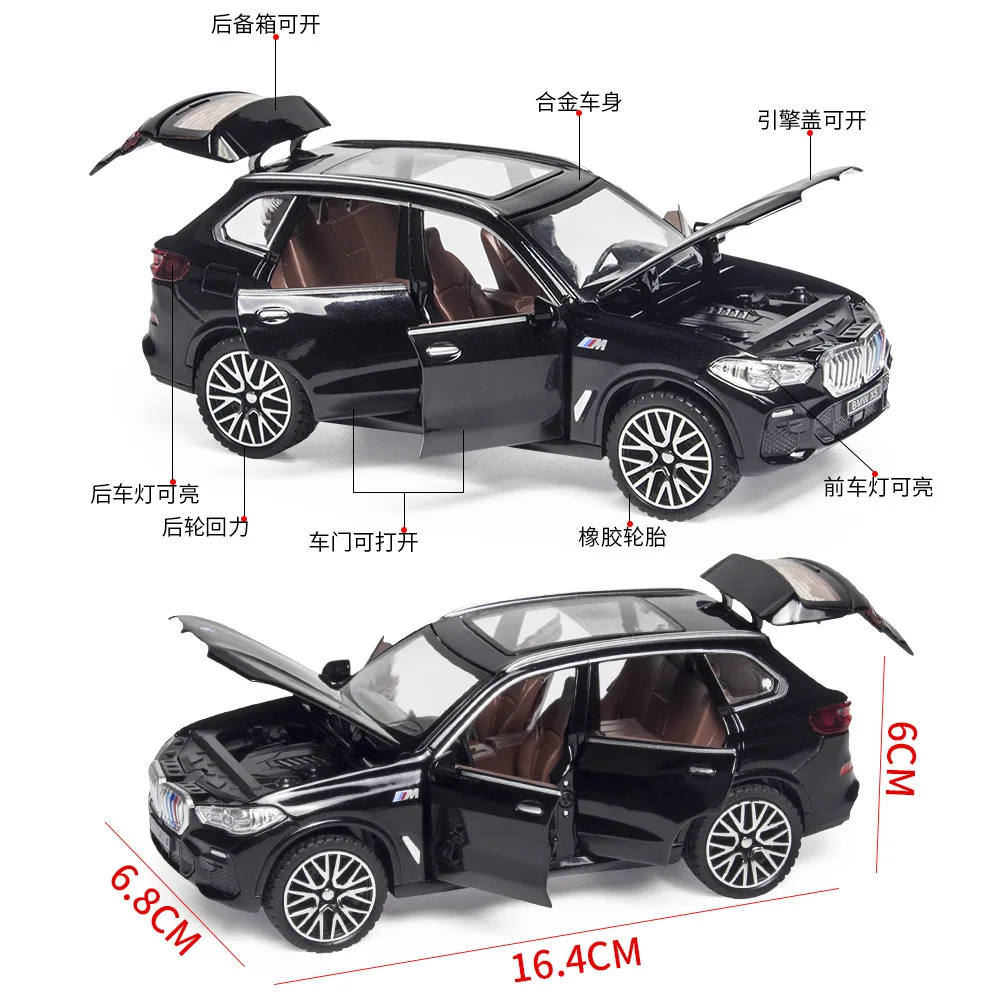 1:32 BMW X5 SUV Alloy Model samochodu Zabawka Diecasts Casting Pull Back Dźwięk i światło Zabawki samochodowe dla dzieci Pojazd A31