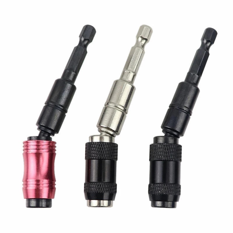 Adjustable 1/4" Hex Magnetic Screwdriver Bit Holder 20 Degree Extension Rod Quick Change Locking Screw Driver Tools