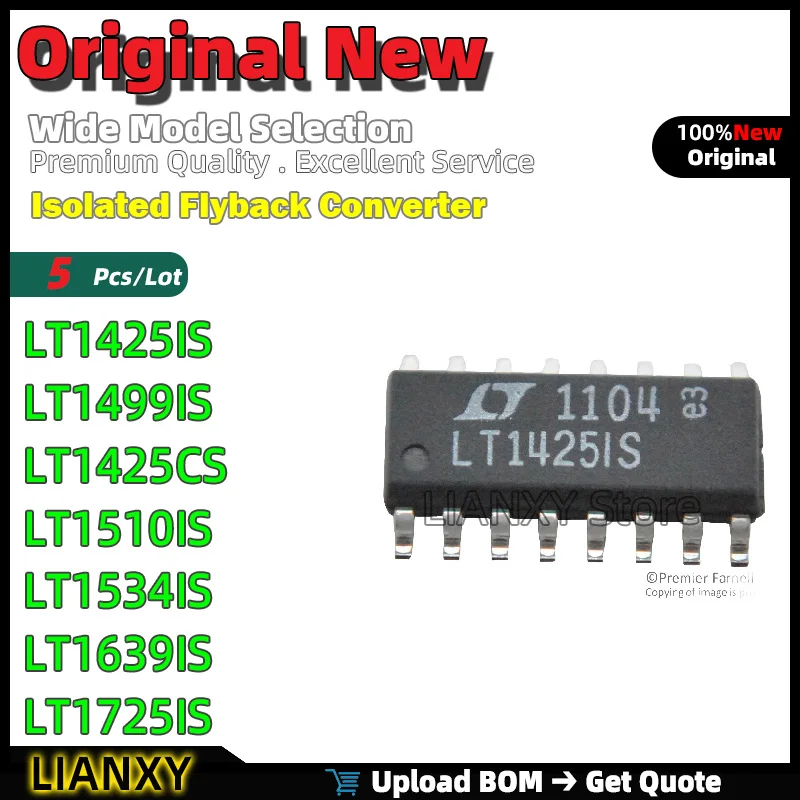 5pcs SOIC-16 LT1425IS LT1499IS LT1425CS LT1510IS LT1534IS LT1639IS LT1725IS Isolated Flyback Converter New Original