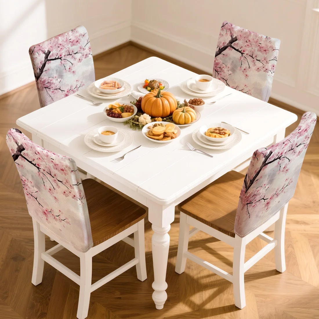 

4 шт./компл., 45x55 см, чехол на стул с цветком вишни, украшение стола, чехлы на стулья для обеденного сиденья, столовая, бар, вечеринка, банкет