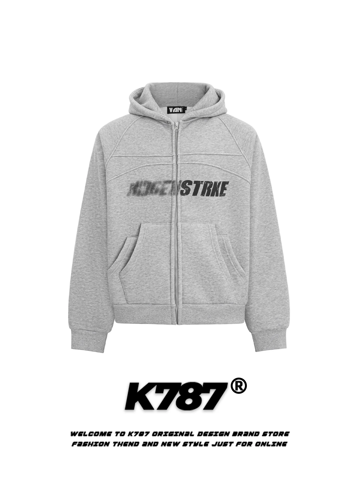 

K787 American Retro Fce Lined Hoodie Zipper Jaet Men's Women's Loose Fit Warm Couple's Outerwear Casual Sle ort Sve