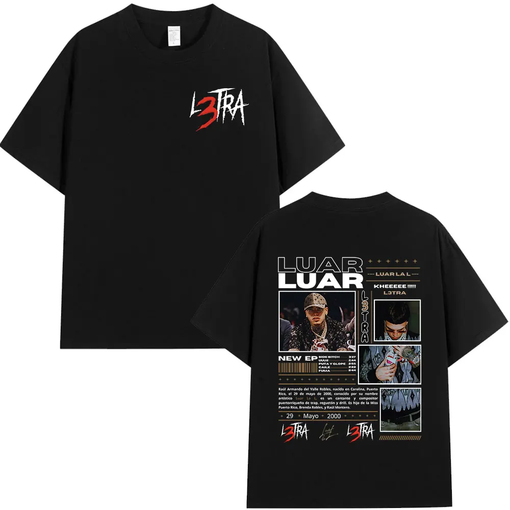 Rapper Luar La L Music Album L3TRA T Shirts Men Women Hip Hop Fashion Short Sleeve T-shirts Vintage Oversized Streetwear T-shirt