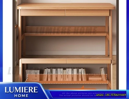 Solid Wood Desk for Home Office Study Work Small Space Computer Table Narrow Writing Desk for Bedroom Student Adult